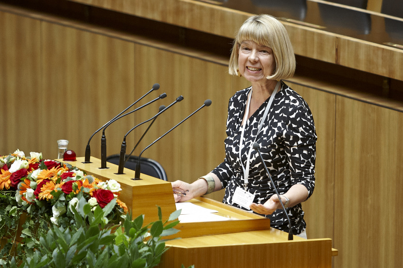 Die stellvertretende Vorsitzende des Menschenrechtsbeirates Gabriele Kucsko-Stadlmayer am Rednerpult