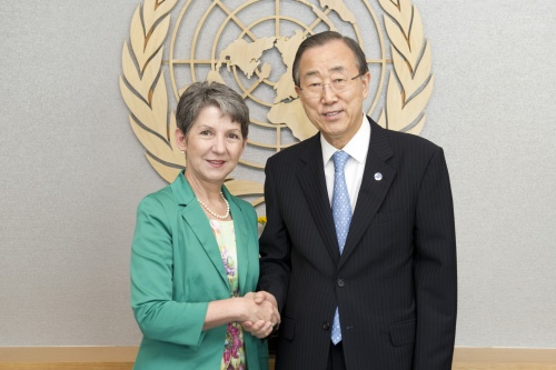 v.li.: Nationalratspräsidentin Barbara Prammer und der Generalsekretär der Vereinten Nationen Ban Ki-Moon