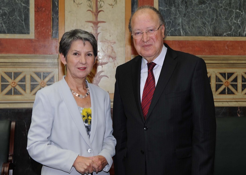 v.li. Nationalratspräsidentin Barbara Prammer und der Vorsitzende der tunesischen Nationalversammlung Mustapha Ben Jaâfar