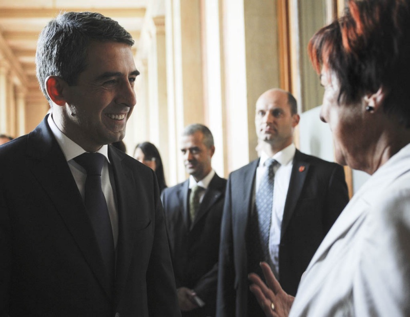 v.li. Staatspräsident der Republik Bulgarien Rossen Plevneliev und Bundesratsvizepräsidentin Susanne Kurz im Gespräch