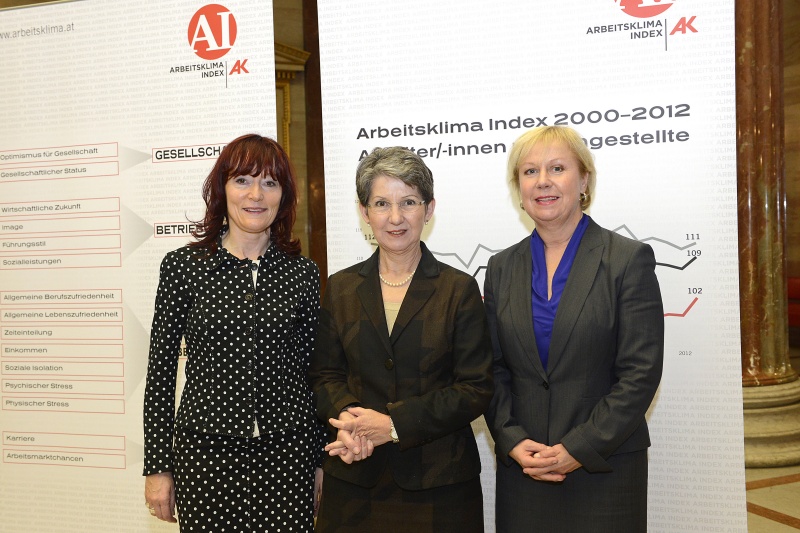 v.li. Stellvertretende Direktorin Eurofound Erika Mezger, Nationalratspräsidentin Barbara Prammer, Direktorin OSHA Christa Sedlatschek