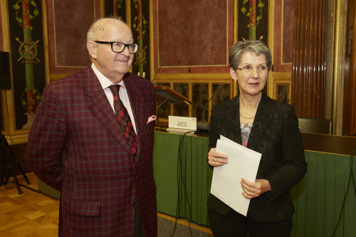 v.li. Manfried Welan im Gespräch mit Nationalratspräsidentin Barbara Prammer