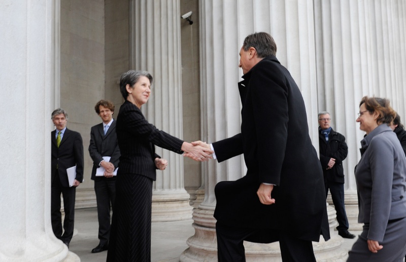 v.li.: Nationalratspräsidentin Barbara Prammer begrüßt Staatspräsident Borut Pahor