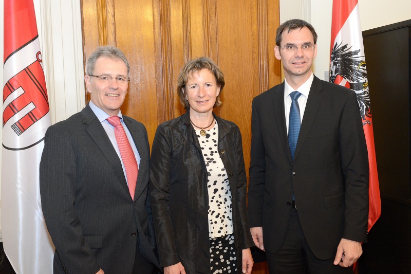 v.li.: Bundesratspräsident Edgar Mayer, Vorarlberger Landtagspräsidentin Gabriele Nussbaumer und Landeshauptmann von Vorarlberg Markus Wallner
