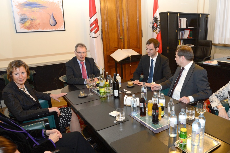 v.li.: Vorarlberger Landtagspräsidentin Gabriele Nussbaumer, Bundesratspräsident Edgar Mayer, Landeshauptmann von Vorarlberg Markus Wallner und Vorarlberger Landesamtsdirektor Günther Eberle
