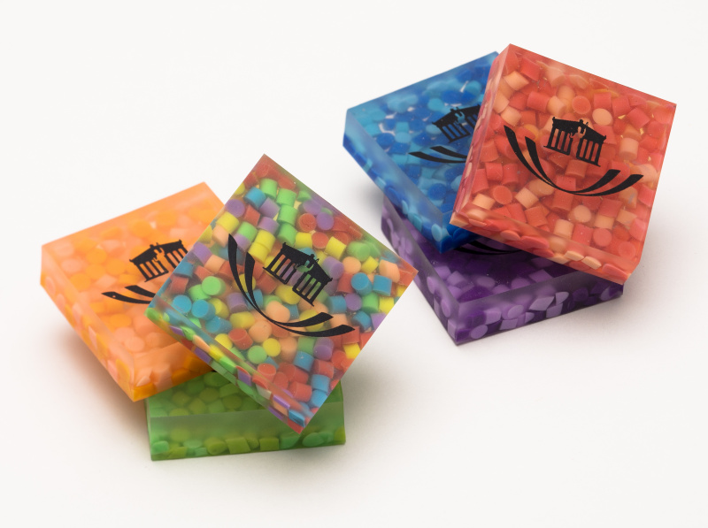 Quadratisch in verschiedenen Farben