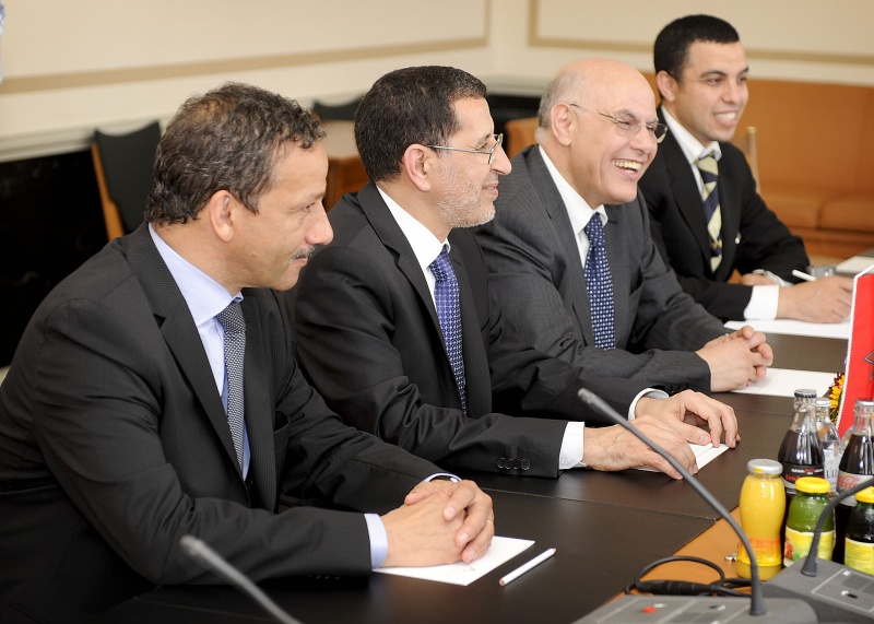 Aussprache. Marokkanische Delegation mit dem Minister für auswärtige Angelegenheiten und Zusammenarbeit des Königreichs Marokko Dr. Saad-Eddine El Othmani (2.v.li.)