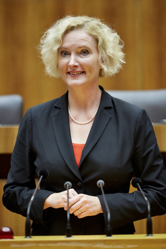 Nationalratsabgeordnete Karin Greiner (S) am Rednerpult