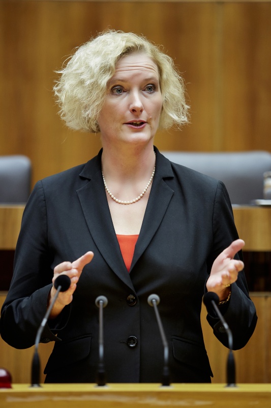 Nationalratsabgeordnete Karin Greiner (S) am Rednerpult