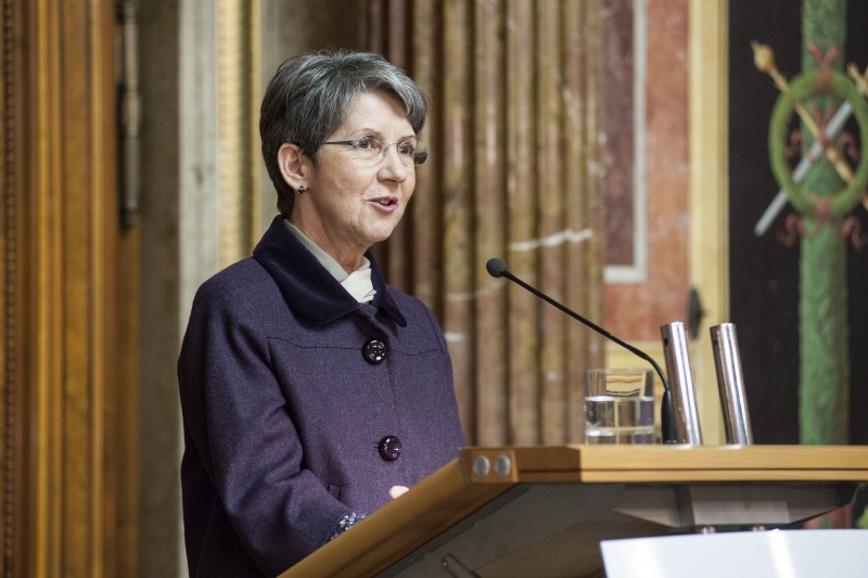 Nationalratspräsidentin Barbara Prammer bei ihrer Begrüßung