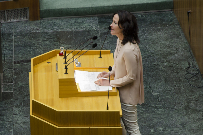 Klubobfrau Eva Glawischnig-Piesczek (G) am Rednerpult