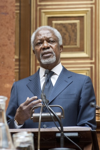 Der frühere UNO-Generalsekretaer Kofi Annan bei seiner Rede