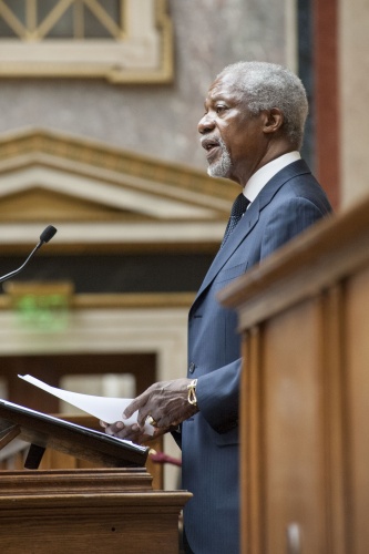 Der frühere UNO-Generalsekretaer Kofi Annan bei seiner Rede