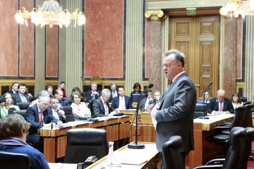 Der Burgenländische Landeshauptmann Hans Niessl bei seiner Rede vor dem Bundesrat