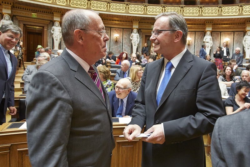 v.li.: Präsident des Presseclub Concordia Peter Bochskani im Gespräch mit dem Zweiten Nationalratspräsidenten Karlheinz Kopf