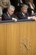 v.li.: Bundespräsident Heinz Fischer und Parlamentsdirektor Harald Dossi während der Budgetrede