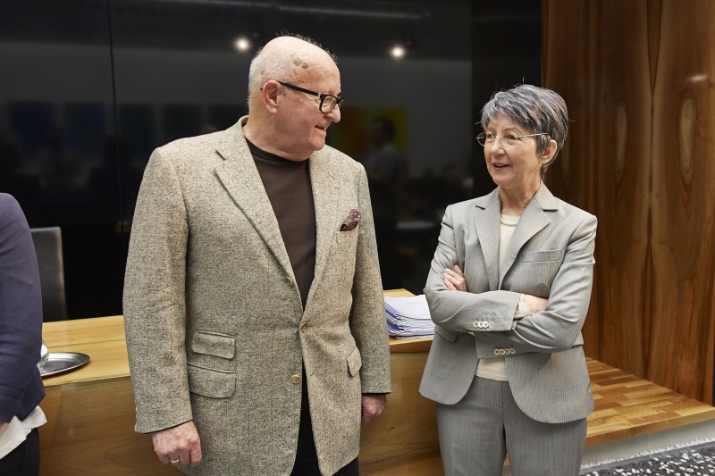 v.li.: Politikwissenschafter Manfried Welan im Gespräch mit Nationalratspräsidentin Barbara Prammer