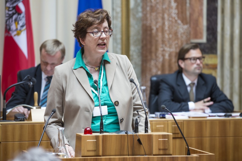 Geschaeftsführerin des Klima und Energiefonds Theresia Vogel bei ihrem Einleitungsstatement