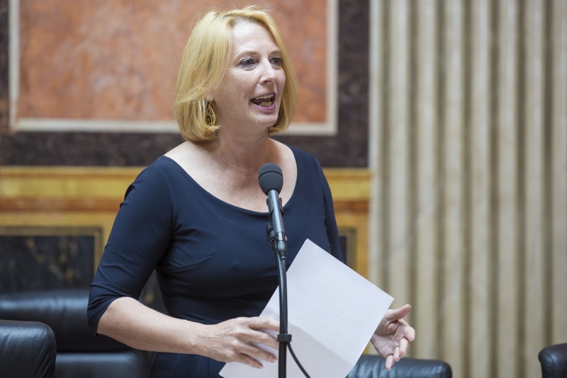 Verkehrsministerin Doris Bures (S) bei ihrem Einleitungsreferat