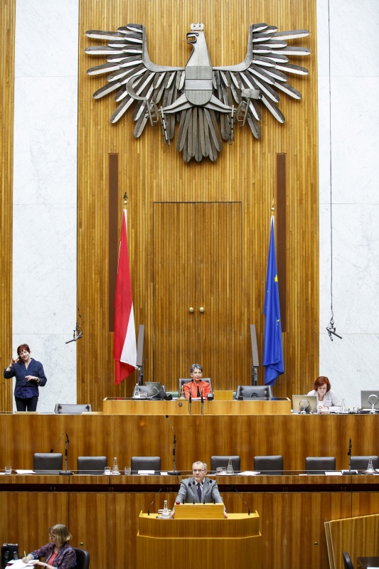 Nationalratsabgeordneter Harald Troch (S) am Rednerpult. Am Präsidium Nationalratspräsidentin Barbara Prammer (S)