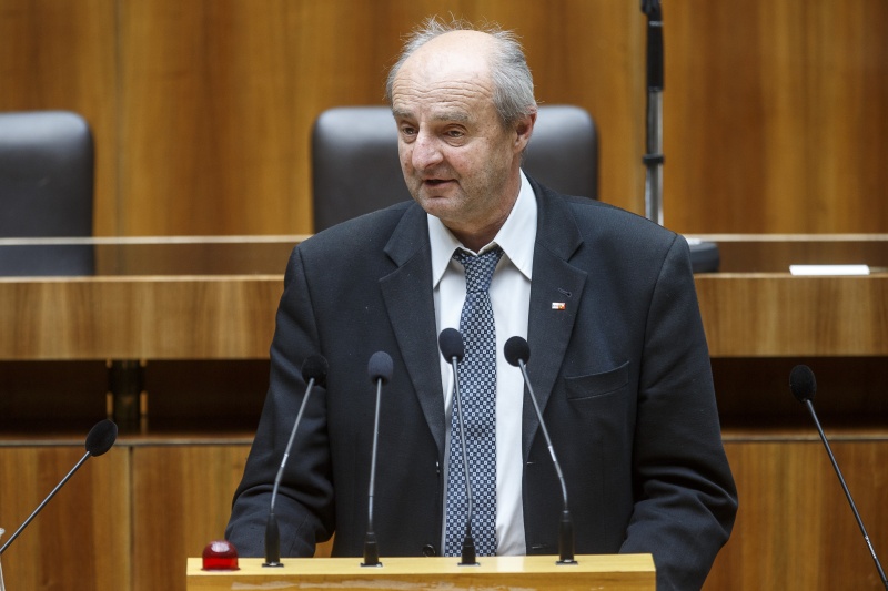 Nationalratsabgeordneter Gerhard Schmid am Rednerpult