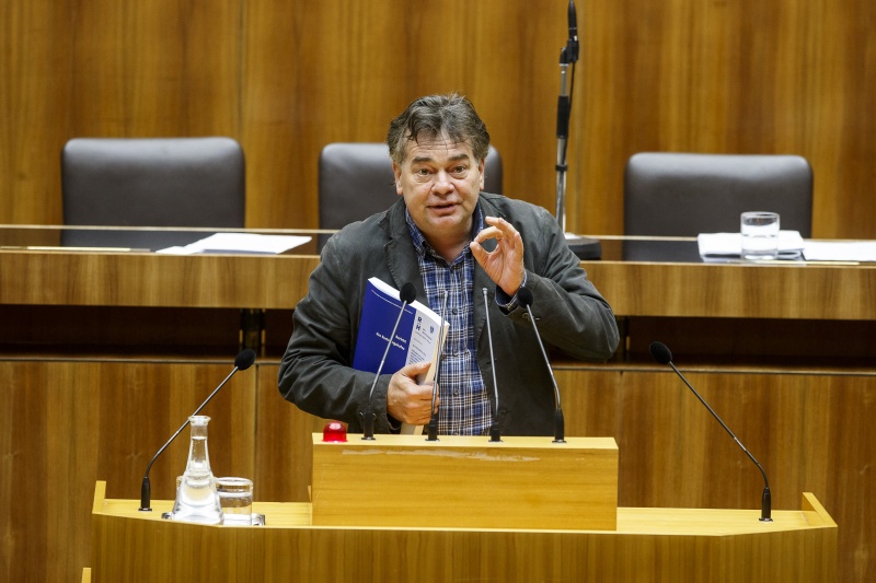 Nationalratsabgeordneter Werner Kogler (G) am Rednerpult