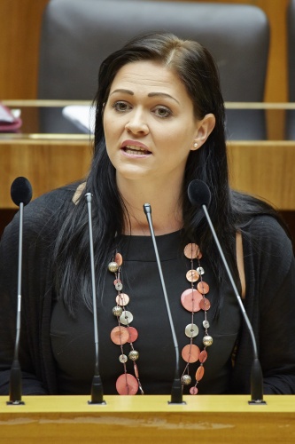 Nationalratsabgeordnete Daniela Holzinger (S) am Rednerpult