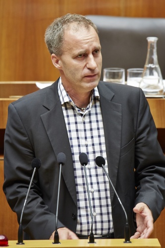 Nationalratsabgeordneter Dieter Brosz (G) am Rednerpult