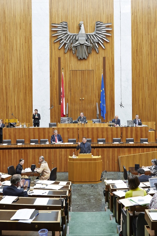 Nationalratsabgeordneter Rupert Doppler am Rednerpult. Auf der Regierungsbank Landwirtschaftsminister Andrä Rupprechter (V). Am Präsidium Zweiter Nationalratspräsident Karlheinz Kopf (V).