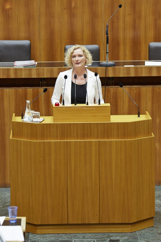 Nationalratsabgeordnete Karin Greiner (S) am Rednerpult