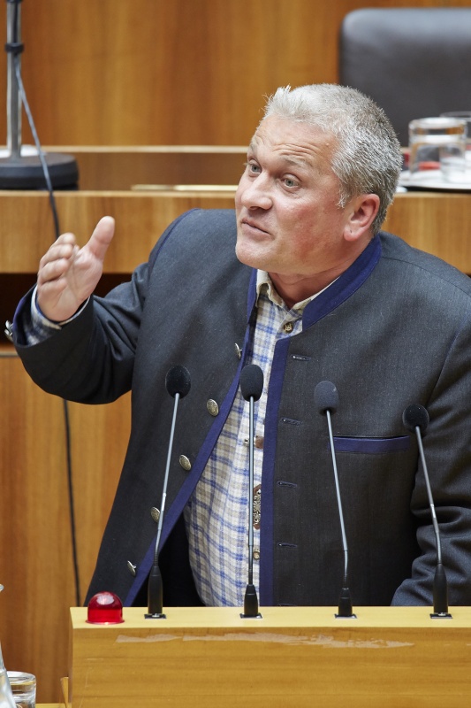 Nationalratsabgeordneter Christian Lausch (F) am Rednerpult