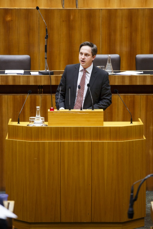 Nationalratsabgeordneter Johannes Schmuckenschlager (V) am Rednerpult