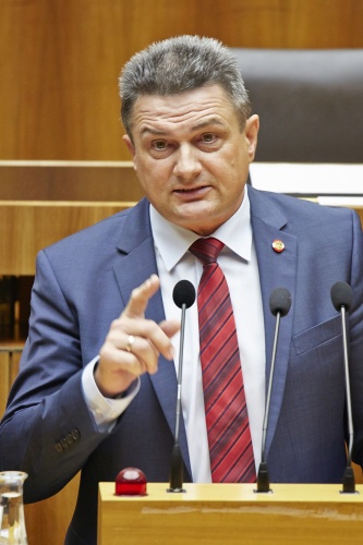 Nationalratsabgeordneter Hermann Krist (S) am Rednerpult