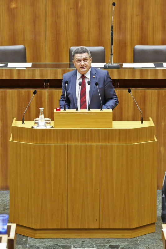 Nationalratsabgeordneter Hermann Krist (S) am Rednerpult