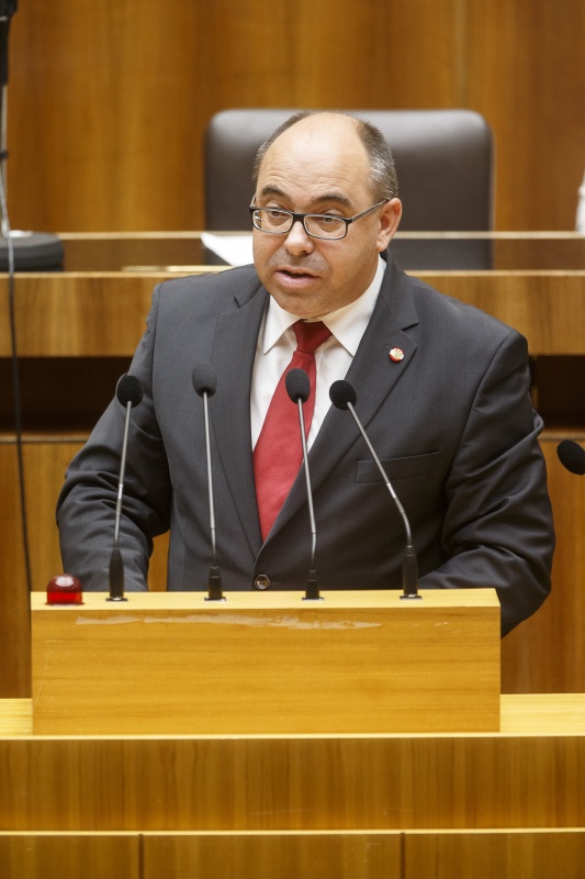 Nationalratsabgeordneter Klaus Uwe Feichtinger (S) am Rednerpult