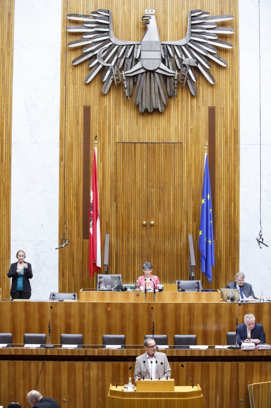 Nationalratsabgeordneter Dietmar Keck (S) am Rednerpult. Auf der Regierungsbank Sozialminister Rudofl Hundstorfer (S). Am Präsidium Nationalratspräsidentin Barbara Prammer (S)