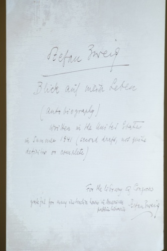 Schriftstück von Stefan Zweig