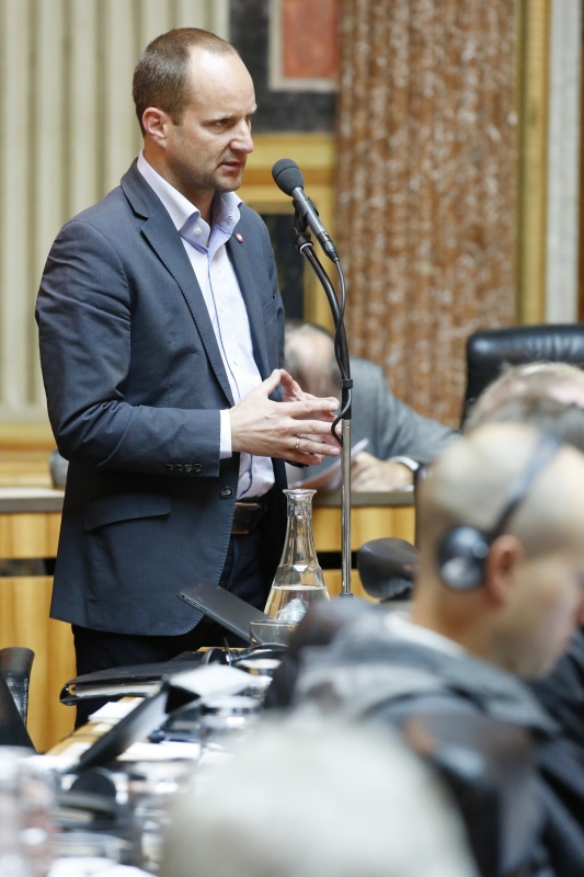Nationalratsabgeordneter Matthias Strolz (N) bei seiner Wortmeldung