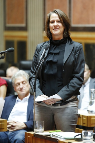 Nationalratsabgeordnete Christiane Brunner (G) bei ihrer Wortmeldung