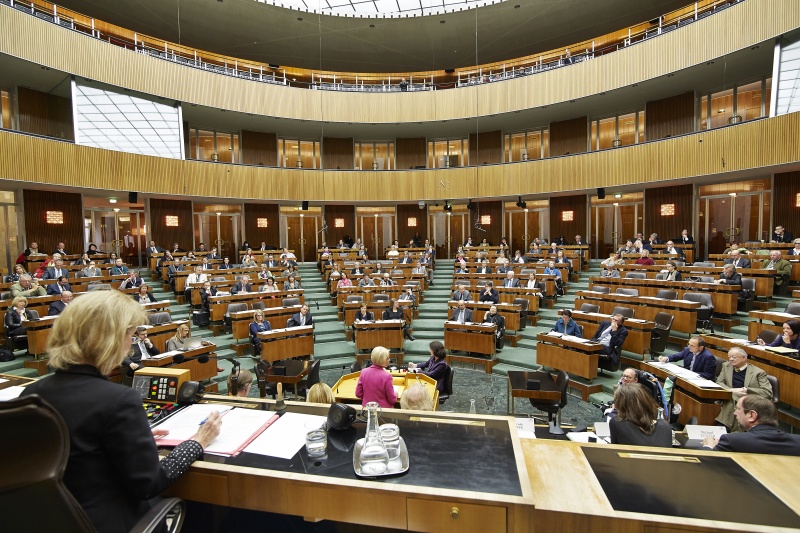 Volksanwältin Gertrude Brinek am Rednerpult. Blick Richtung Enquete-TeilnehmerInnen