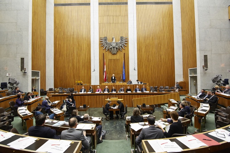 Nationalratsabgeordnete Gertrude Aubauer (V) begrüßt die Enquete-TeilnehmerInnen