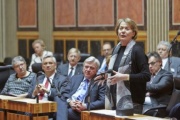 Bundesratspräsidentin Sonja Zwazl (V) bei einer Stellungnahme
