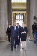 v.li.: Der Präsident des Europäischen Parlaments Martin Schulz und Nationalratspraesidentin Doris Bures (S) in der Säulenhalle