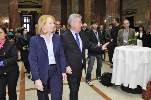 v.re.: Bundespräsident Heinz Fischer und Nationalratspräsidentin Doris Bures (S)