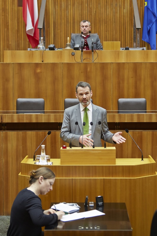 Mitglied ohne Stimmrecht Feri Thierry am Rednerpult