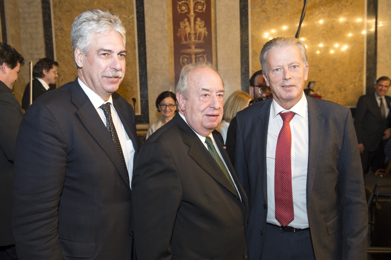 v.li. Bundesminister für Finanzen Johann Georg Schelling (V), Zweiter Nationalratspräsident a.D. Fritz Neugebauer und Vizekanzler und Bundesminister Reinhold Mitterlehner (V)