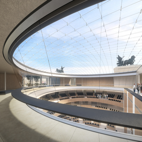 Visualisierung zur Sanierung des Parlamentsgebäudes - Besuchergalerie unter der Glaskuppel