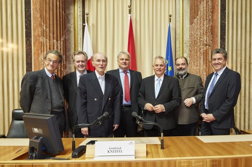 v.links: Wilfried Lipp, Johannes Kyrle, Albrecht Konecny, Egon Greipl, Bundesratspräsident Gottfried Kneifel (V), Georg Spiegelfeld-Schneeburg und Reinhold Sahl