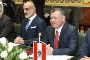 König von Jordanien Abdullah II. bin al-Hussein bei der Aussprache