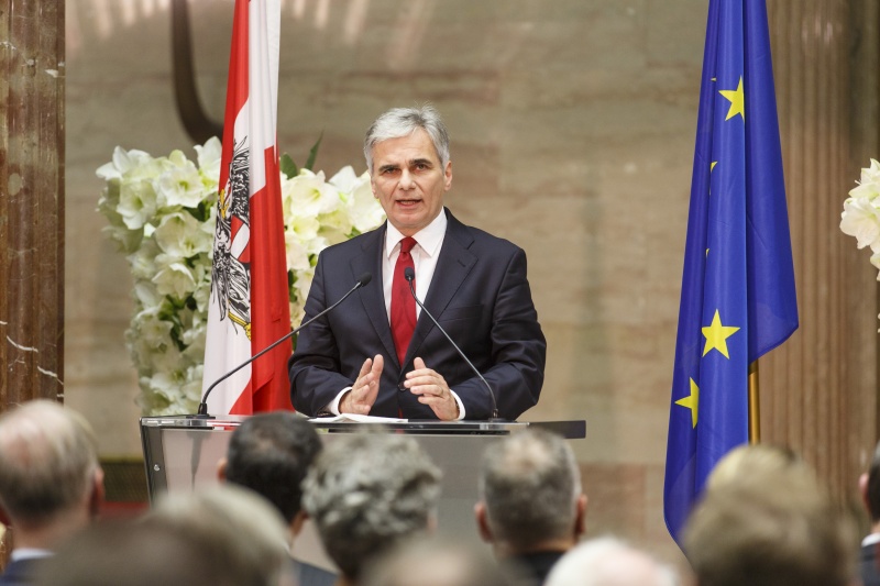 Bundeskanzler Werner Faymann (S) bei seiner Ansprache